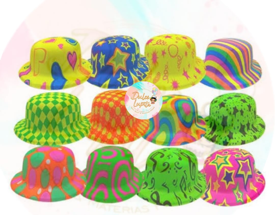 Sombreros Neon 12 Pz