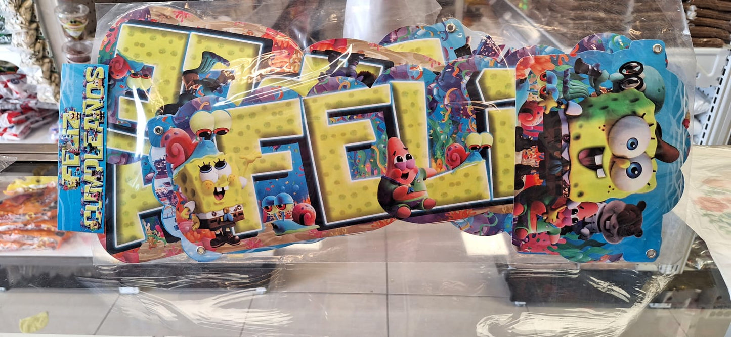 Letrero Feliz Cumpleaños Bob Esponja