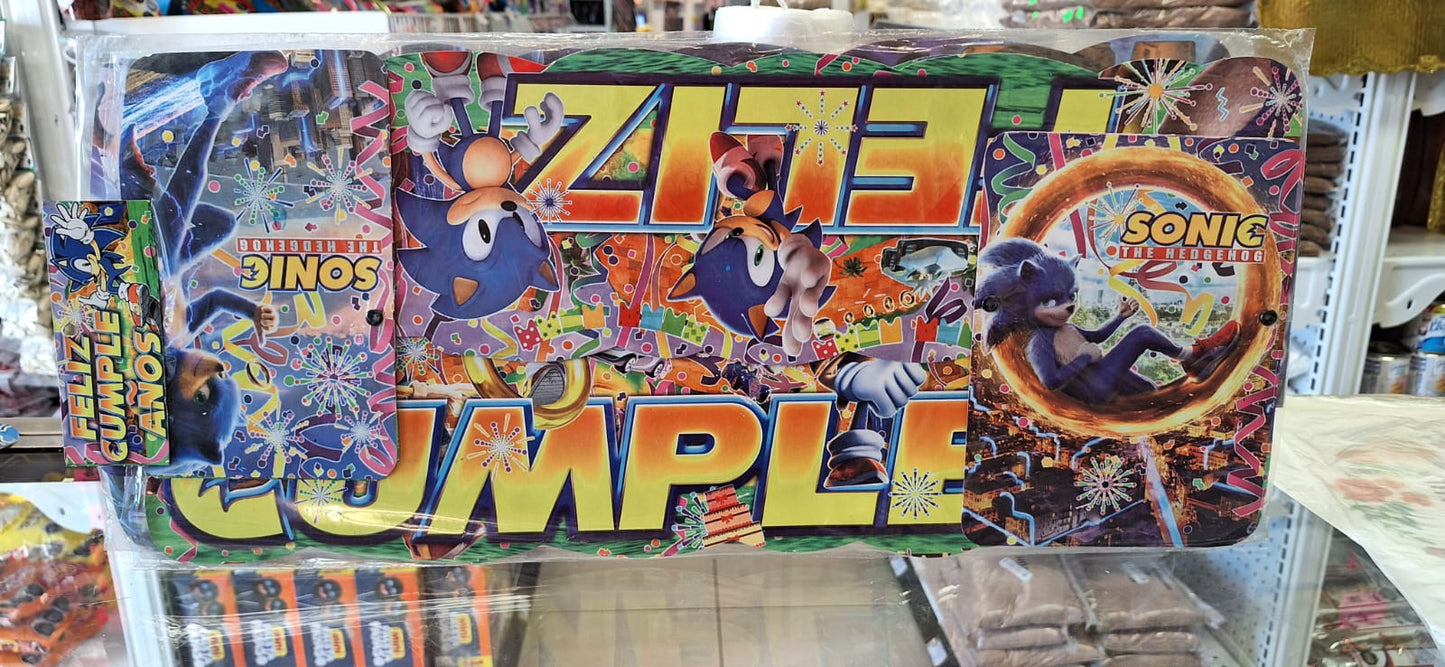 Letrero Feliz Cumpleaños Sonic