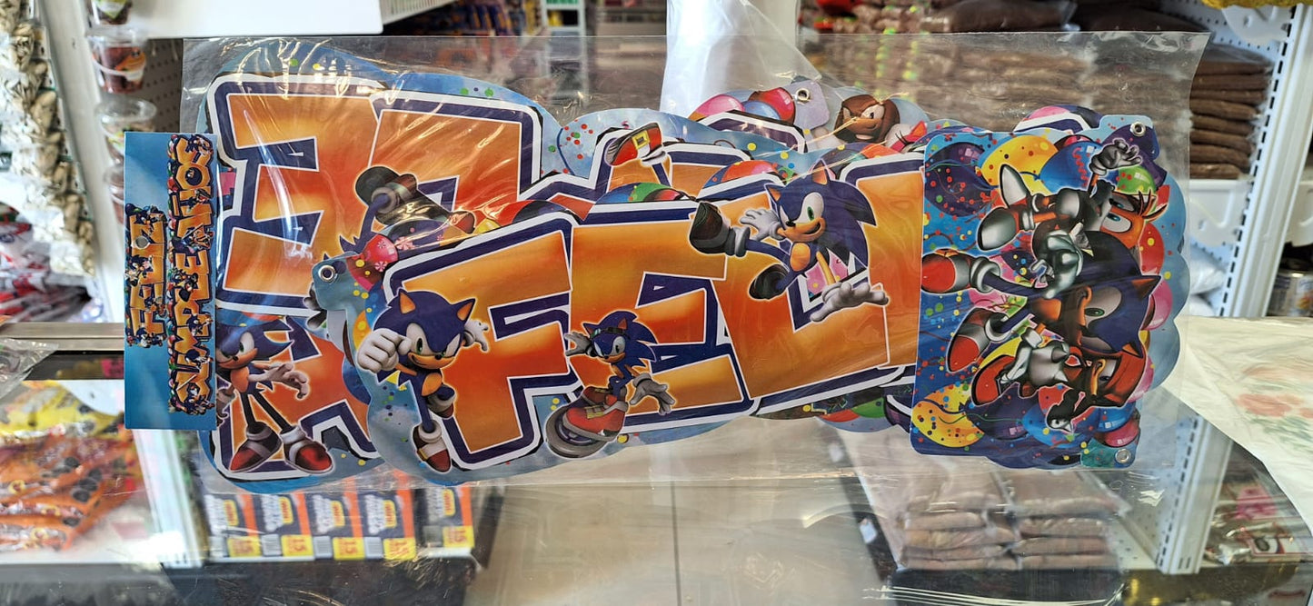 Letrero Feliz Cumpleaños Sonic 2