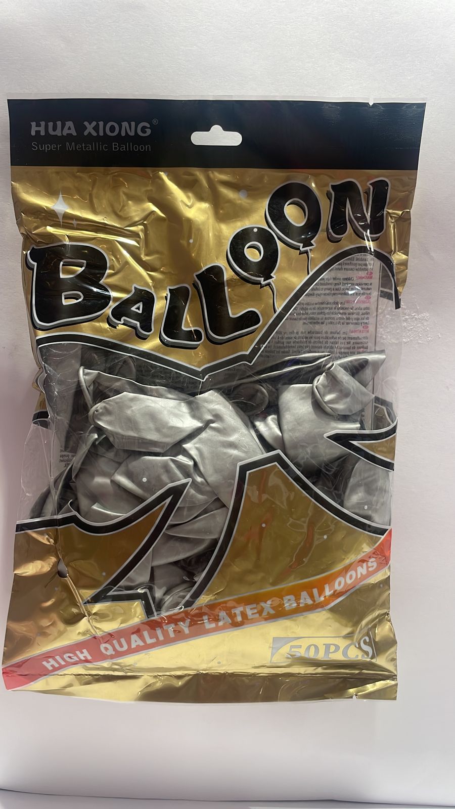 Bolsa de Globos 50pz 12" Metal Pearl Sand White
