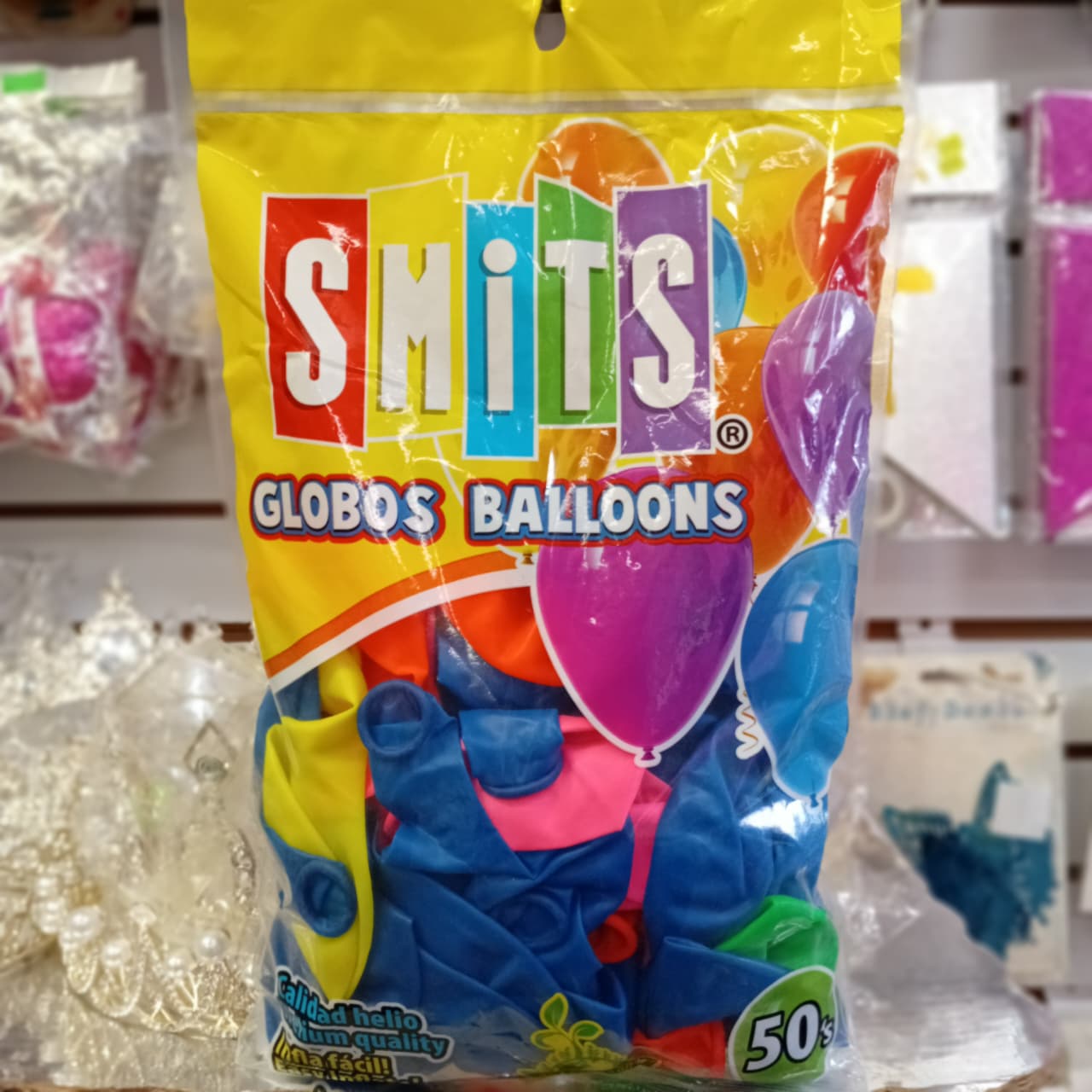 BOLSA DE GLOBOS SMITS 12" COLORES NEON SURTIDOS CON 50 PIEZAS