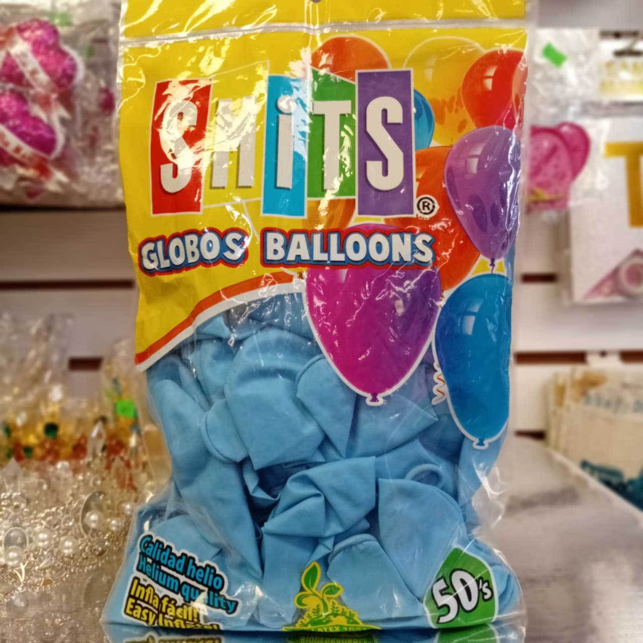 BOLSA DE GLOBOS SMITS 12" COLOR CELESTE CON 50 PIEZAS
