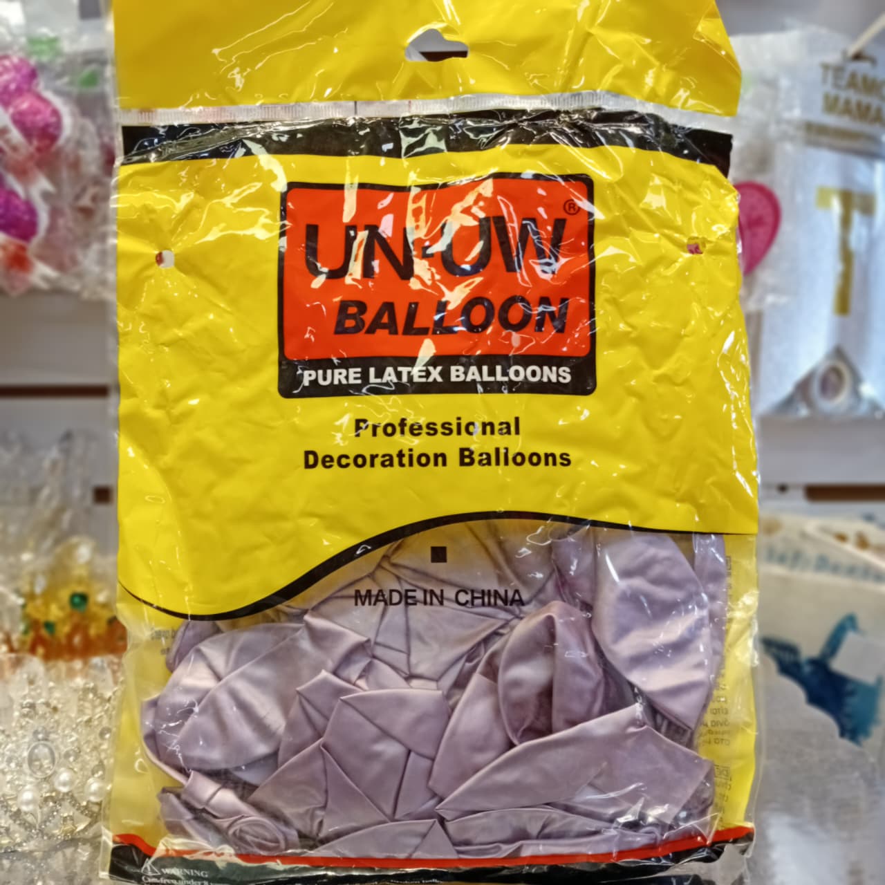 BOLSA DE GLOBOS UN UW COLOR METALICO LILA 12" CON 50 PIEZAS