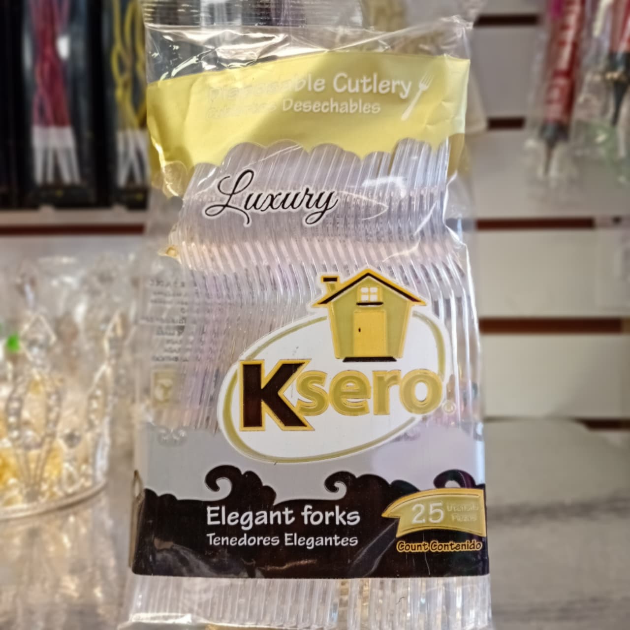 TENEDOR TRANSPARENTE PLASTICO 25 PIEZAS