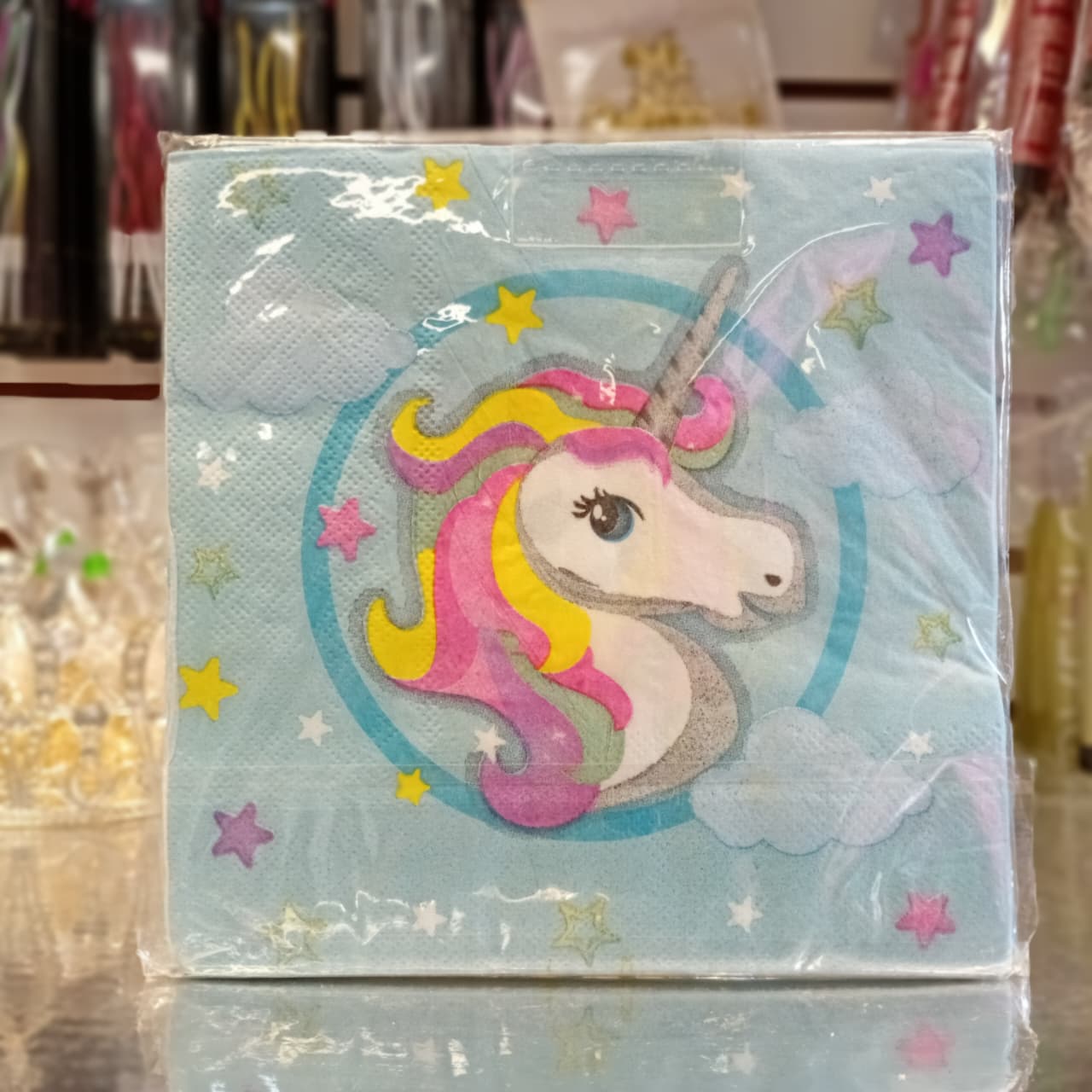 SERVILLETAS 10 PIEZAS 2 PISOS AZUL UNICORNIO