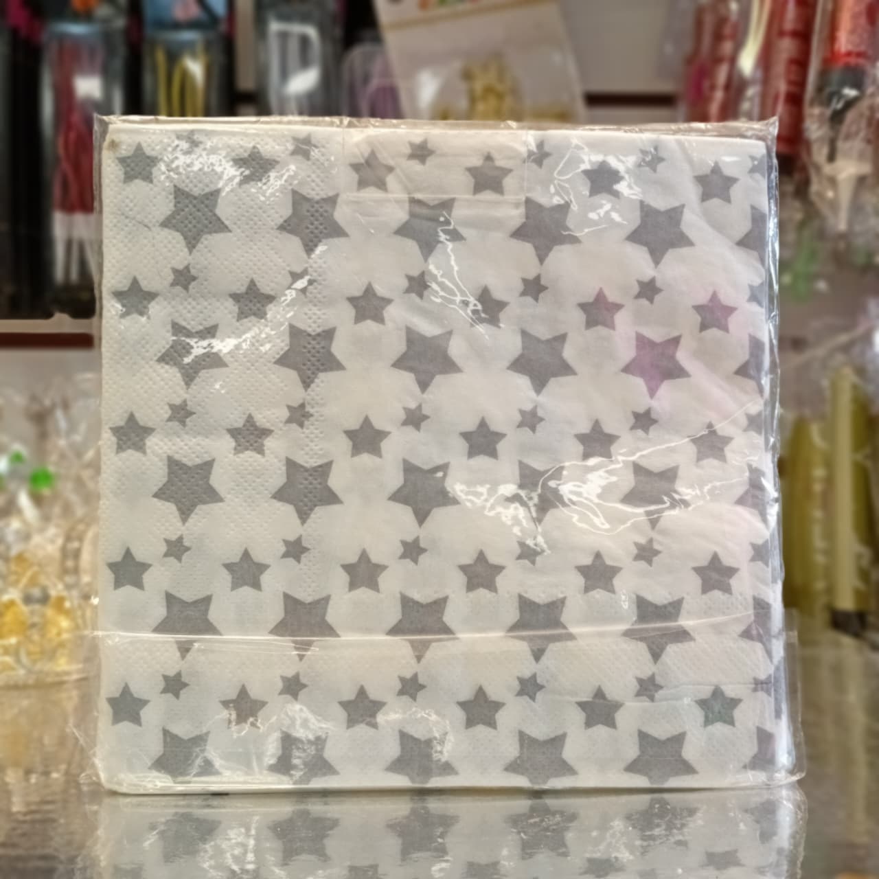 SERVILLETAS 10 PIEZAS 2 PISOS ESTRELLAS PLATA