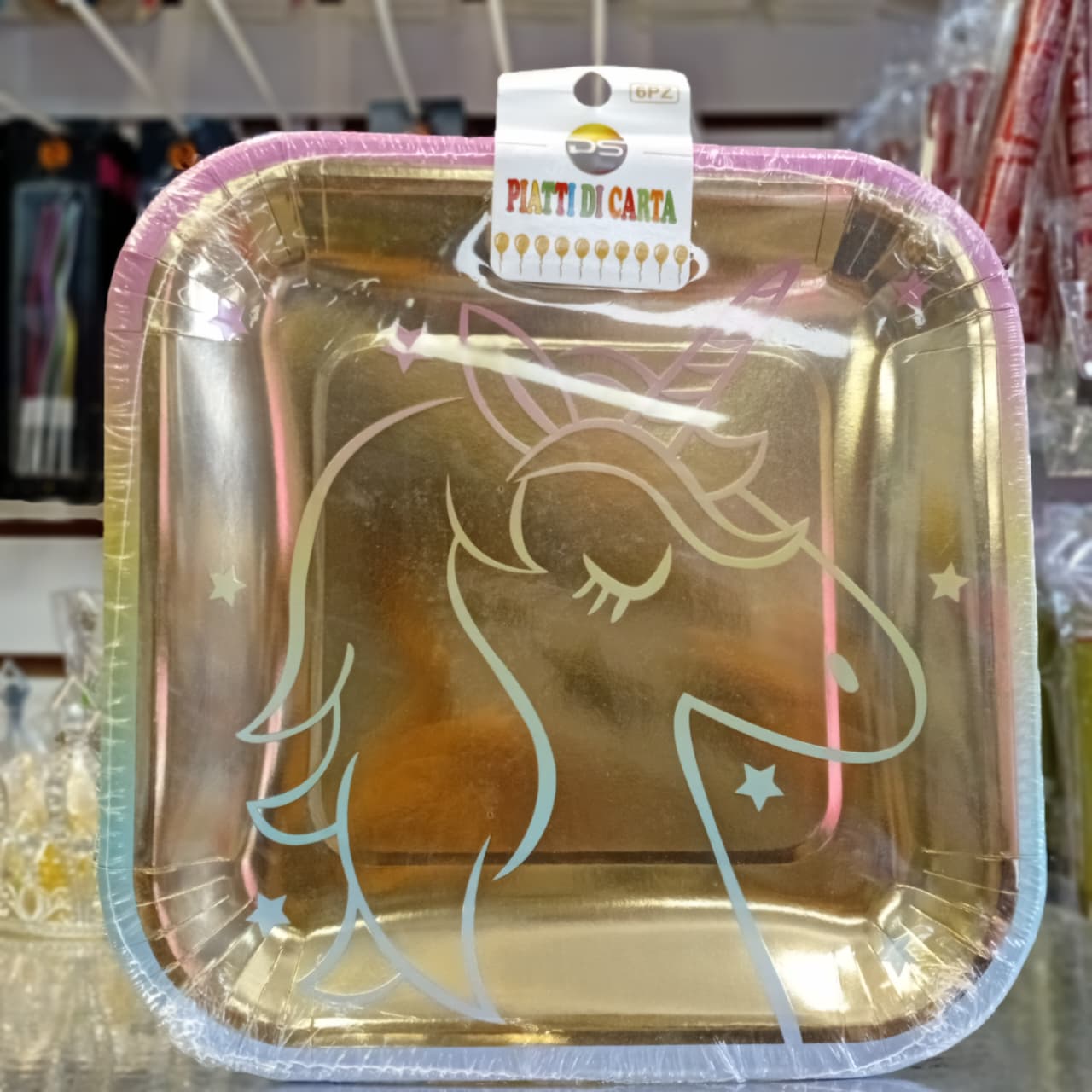 PAQUETE 6 PLATOS CUADRADO UNICORNIO
