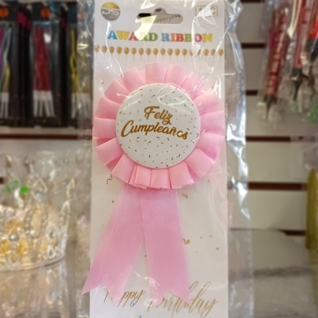 BROCHE FELIZ CUMPLEAÑOS ROSA