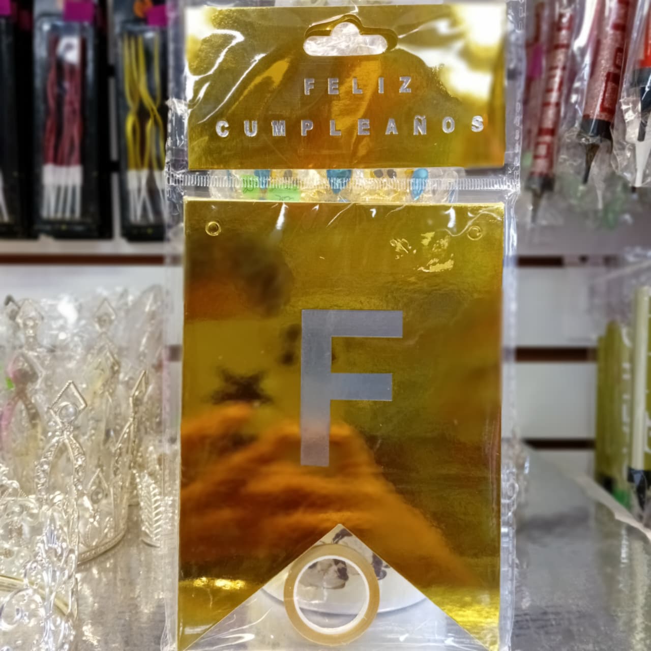 LETRERO FELIZ CUMPLEAÑOS DORADO