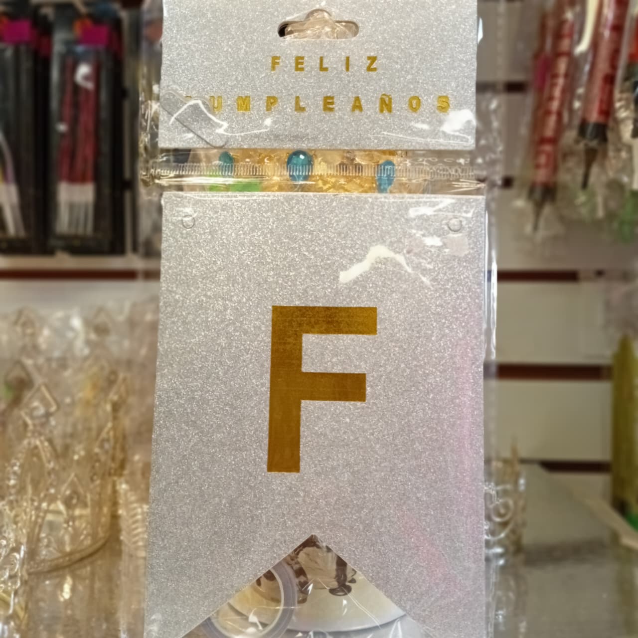 LETRERO FELIZ CUMPLEAÑOS PLATA BRILLO
