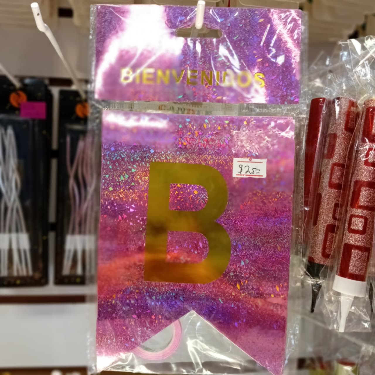 LETRERO BIENVENIDOS DORADO ROSA