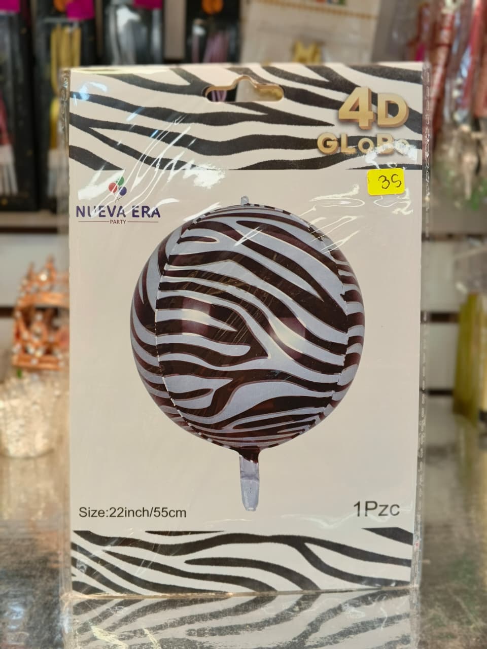 GLOBO ORBZ ANIMAL PRINT ZEBRA 22 PULGADAS