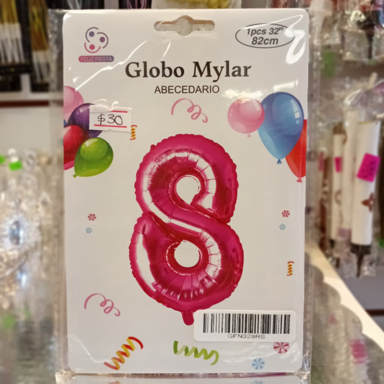 GLOBO FOILD 32" ROSA FUCSIA NUMERO 8
