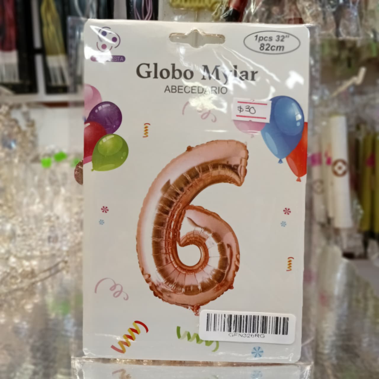 GLOBO FOIL NUMERO 6 ROSE GOLD 32 PULGADAS