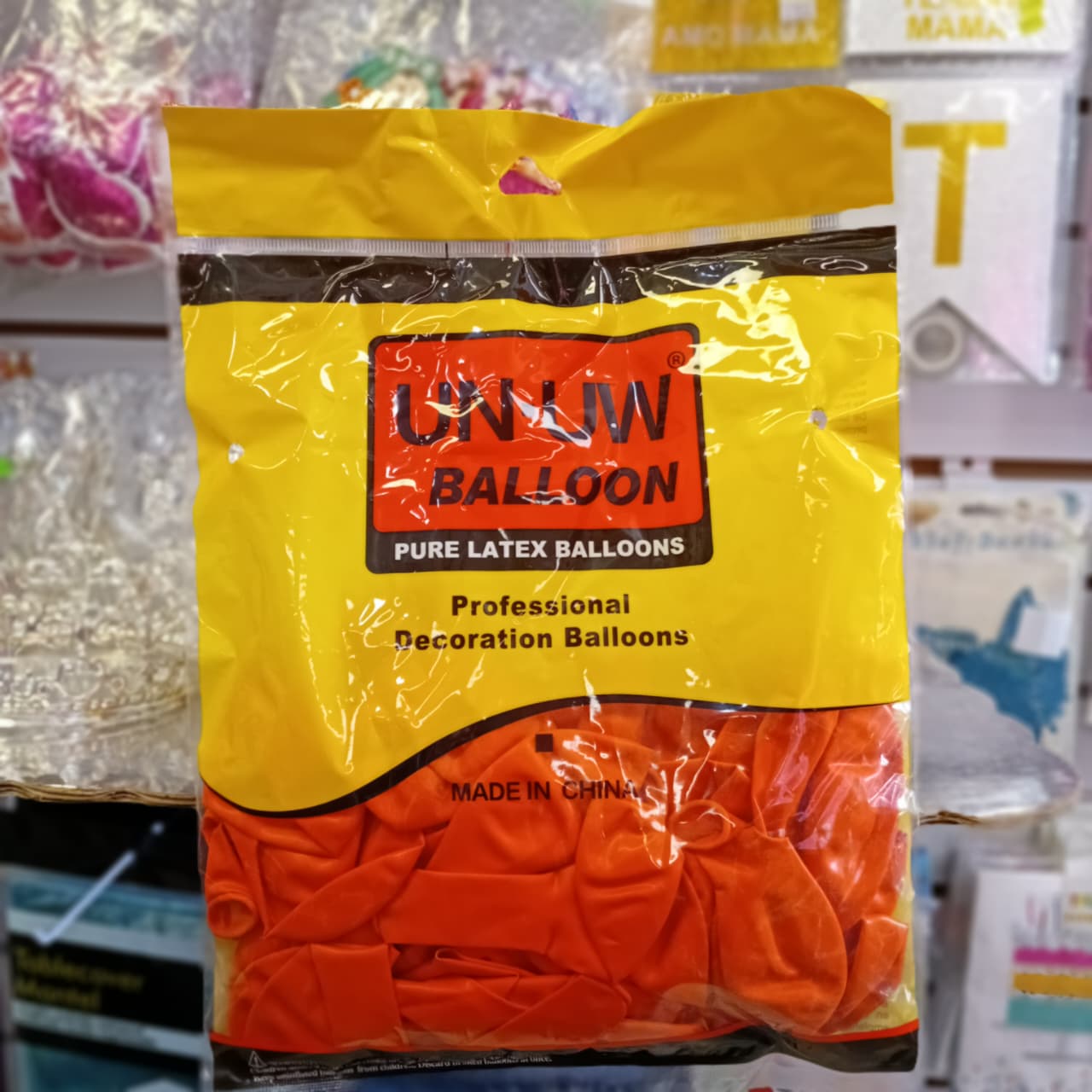 BOLSA DE GLOBOS UN UW COLOR NARANJA 12" CON 50 PIEZAS