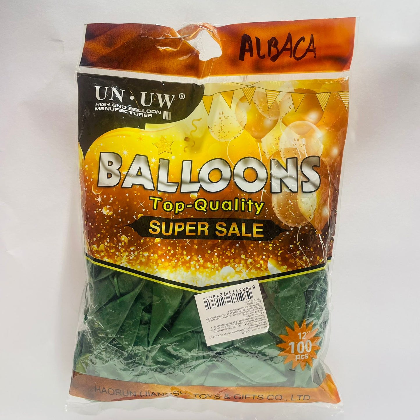 Bolsa de Globos 100pz 12" Color Albaca
