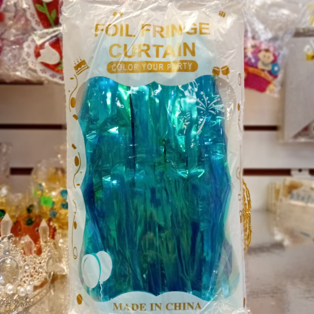 CORTINA TIRA TEXTURA COLOR ARCOIRIS CELESTE