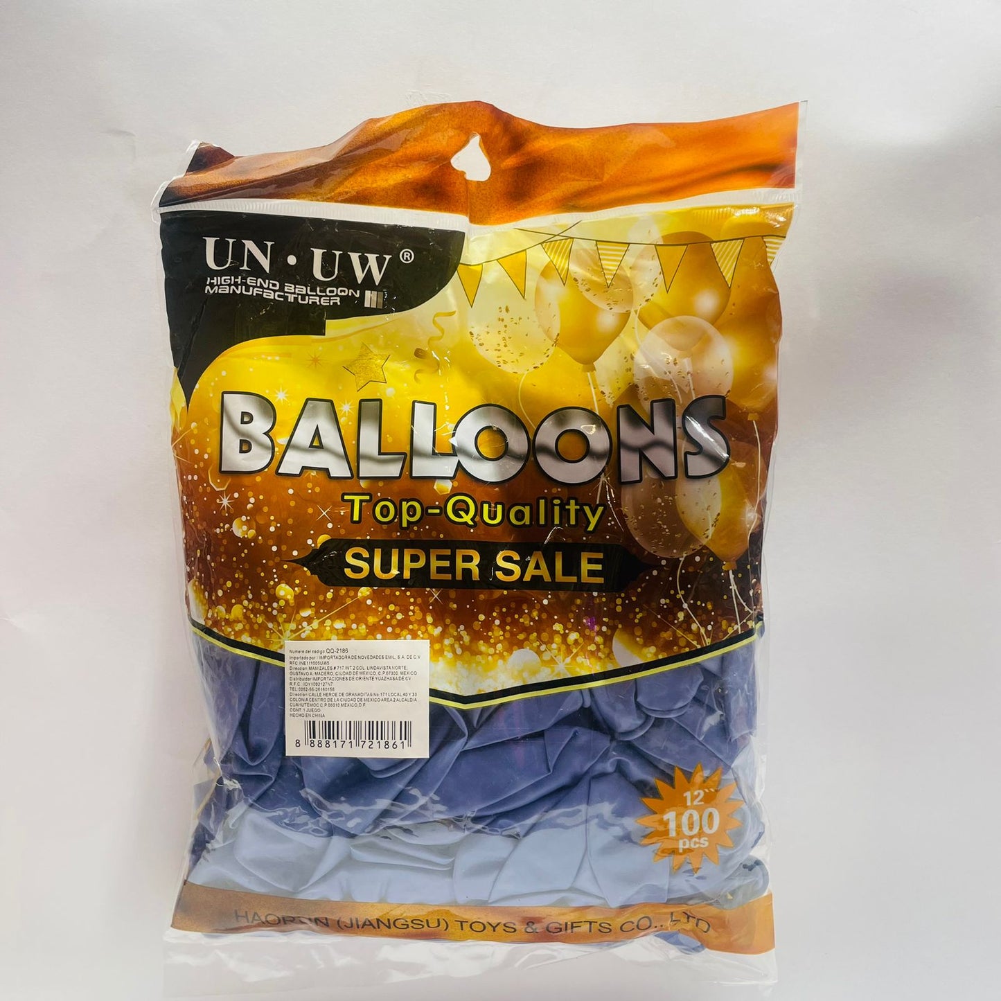 Bolsa de Globos 100pz 12" Color Azul