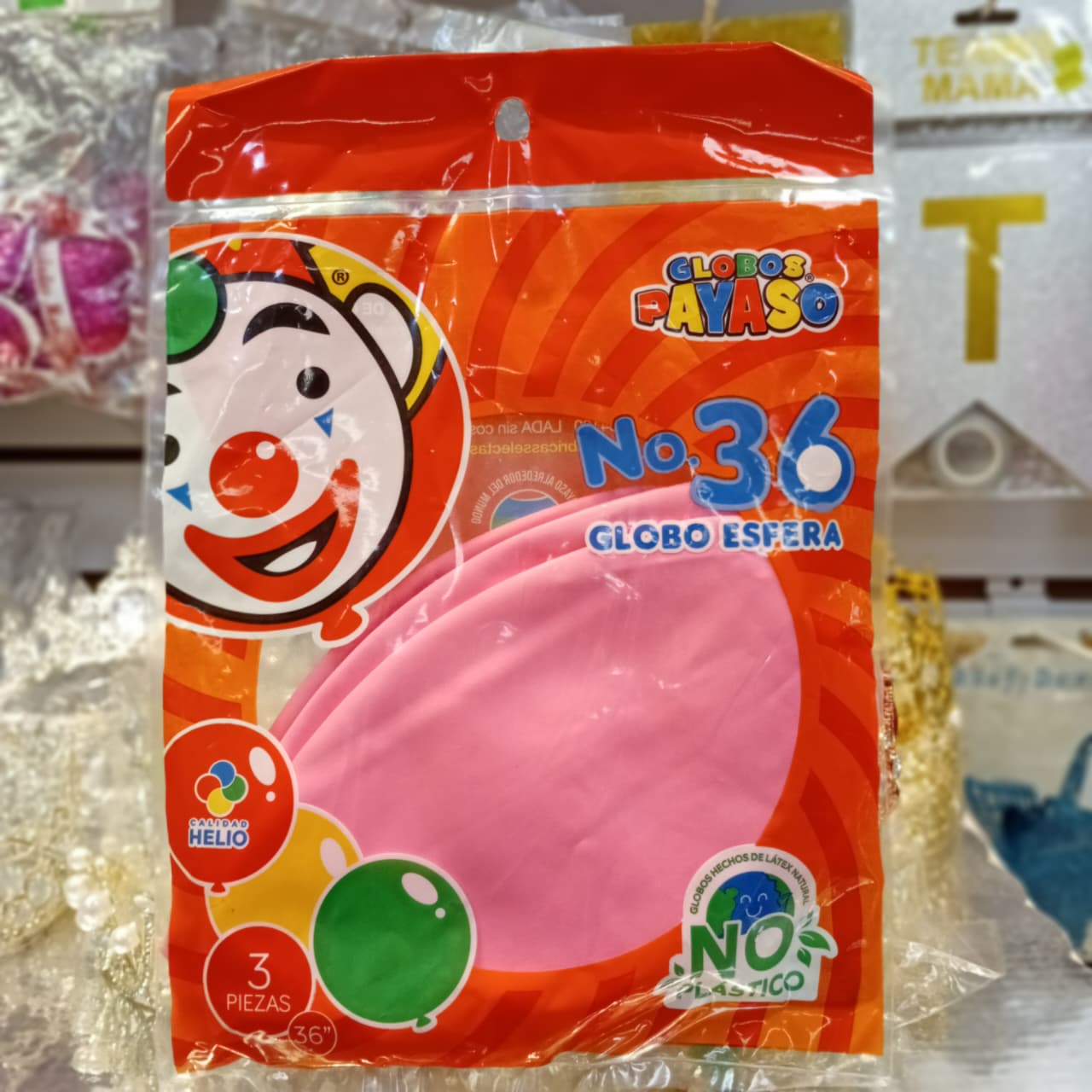 BOLSA DE GLOBOS PAYASO ESFERA 36" 3 PIEZAS