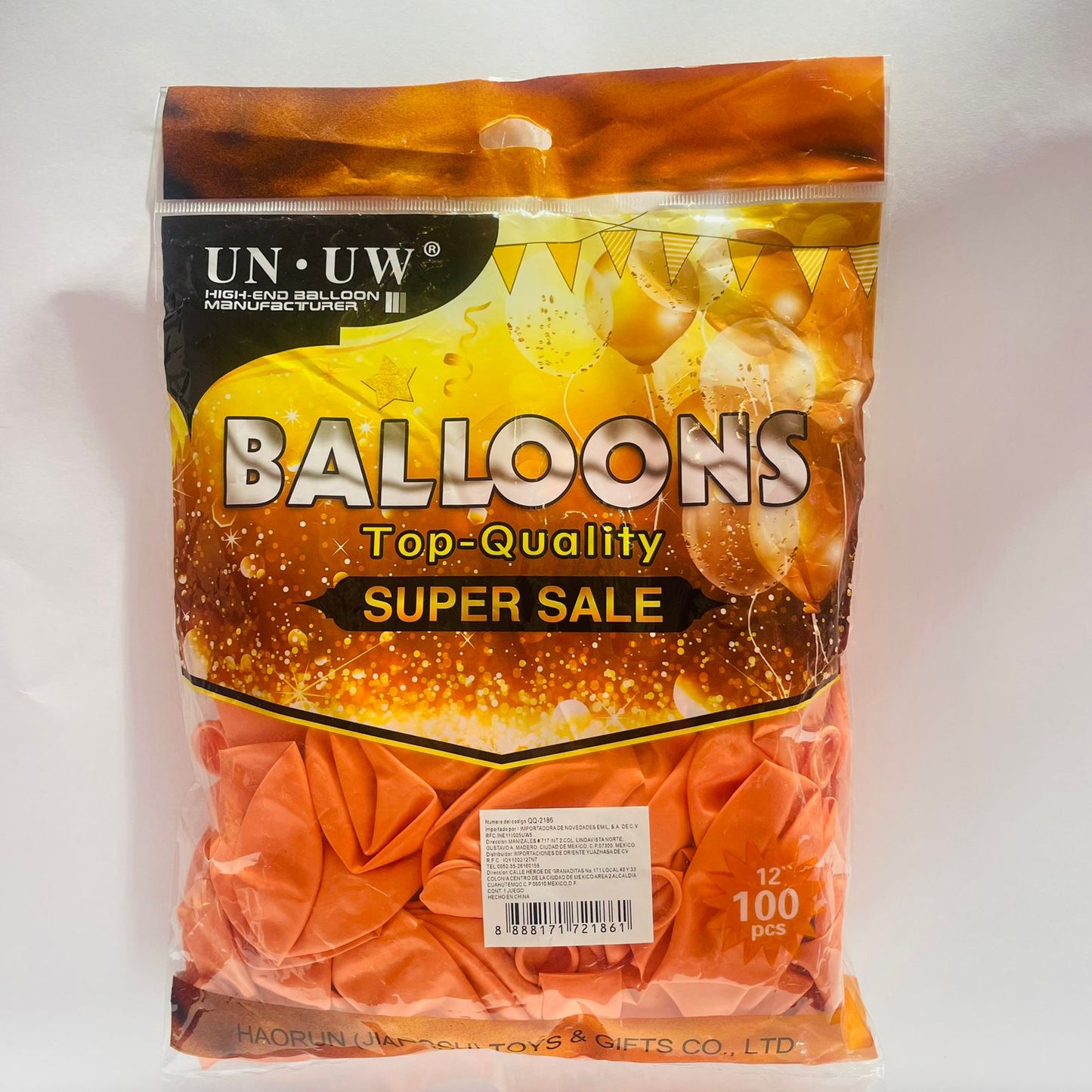 Bolsa de Globos 100pz 12" Color Naranja