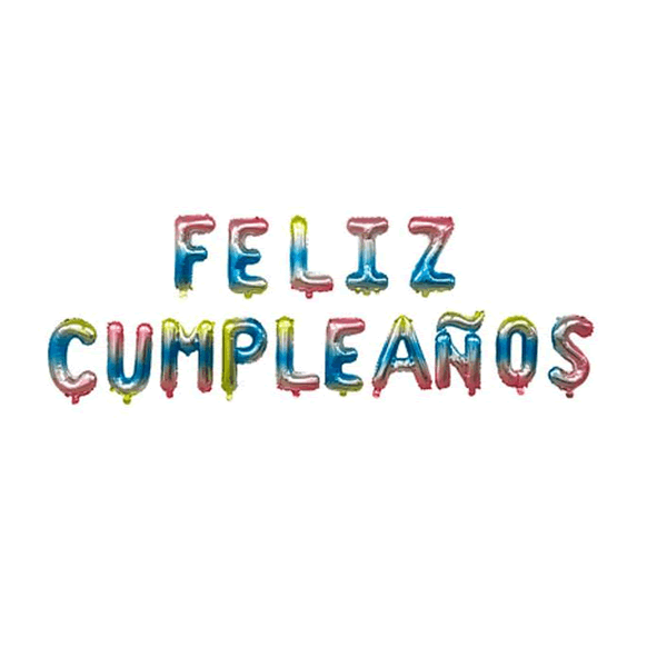 Globo feliz Cumpleaños Mayusculas Tornasol