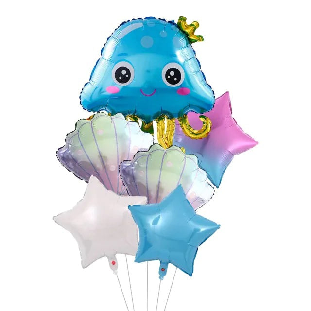 Set Medusa Cute Azul 6 Piezas