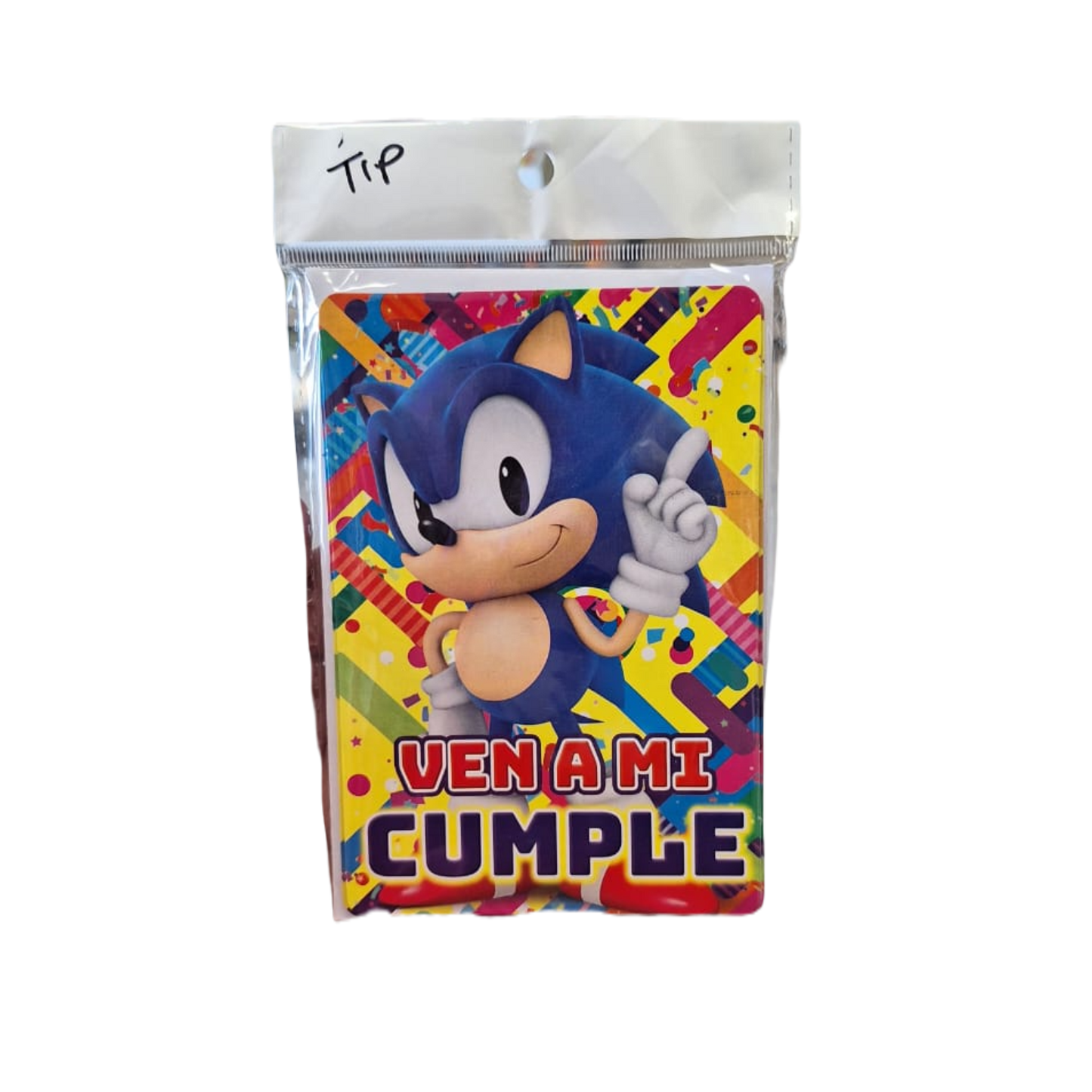 Paquete 10 Invitaciones Sonic