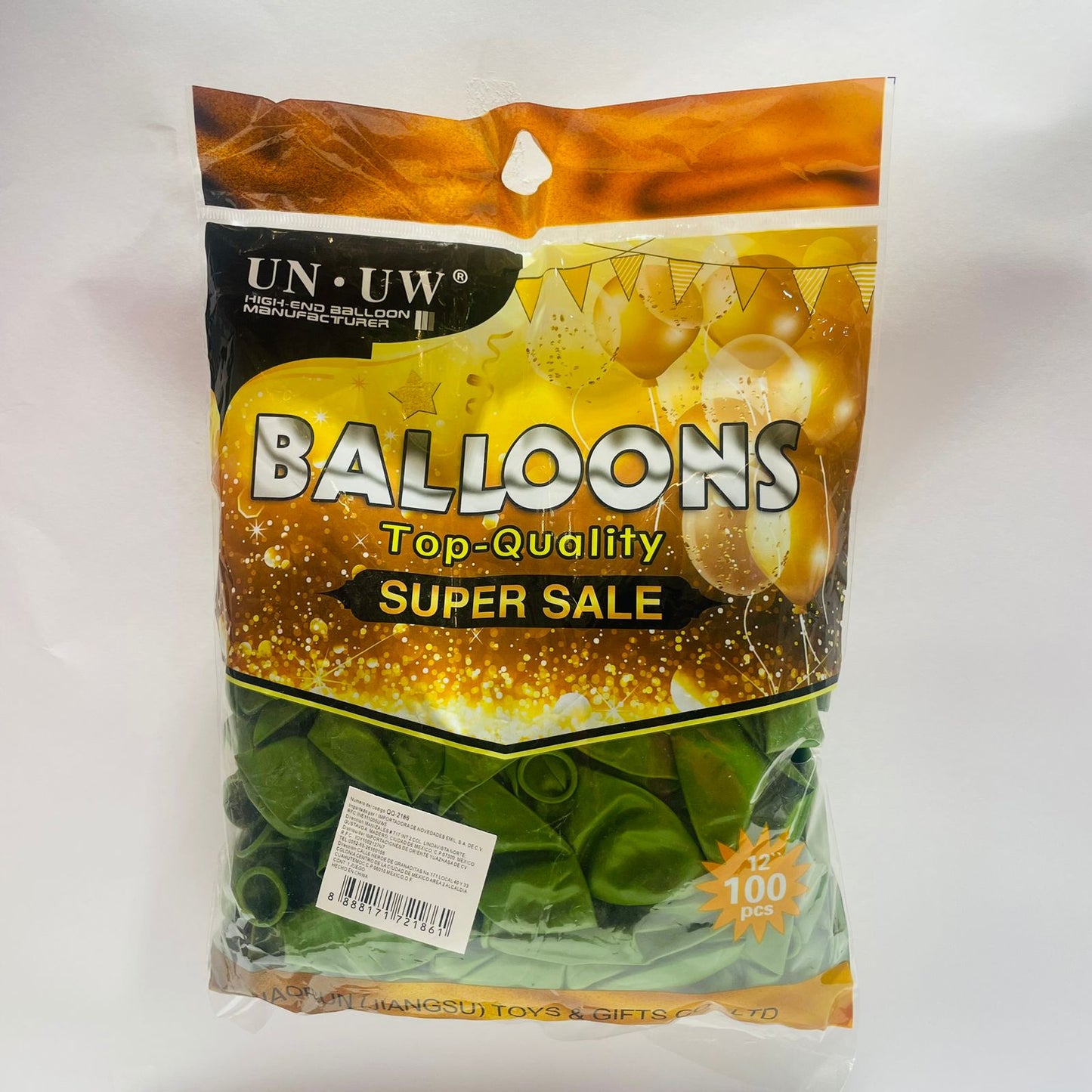 Bolsa de Globos 100pz 12" Color Verde