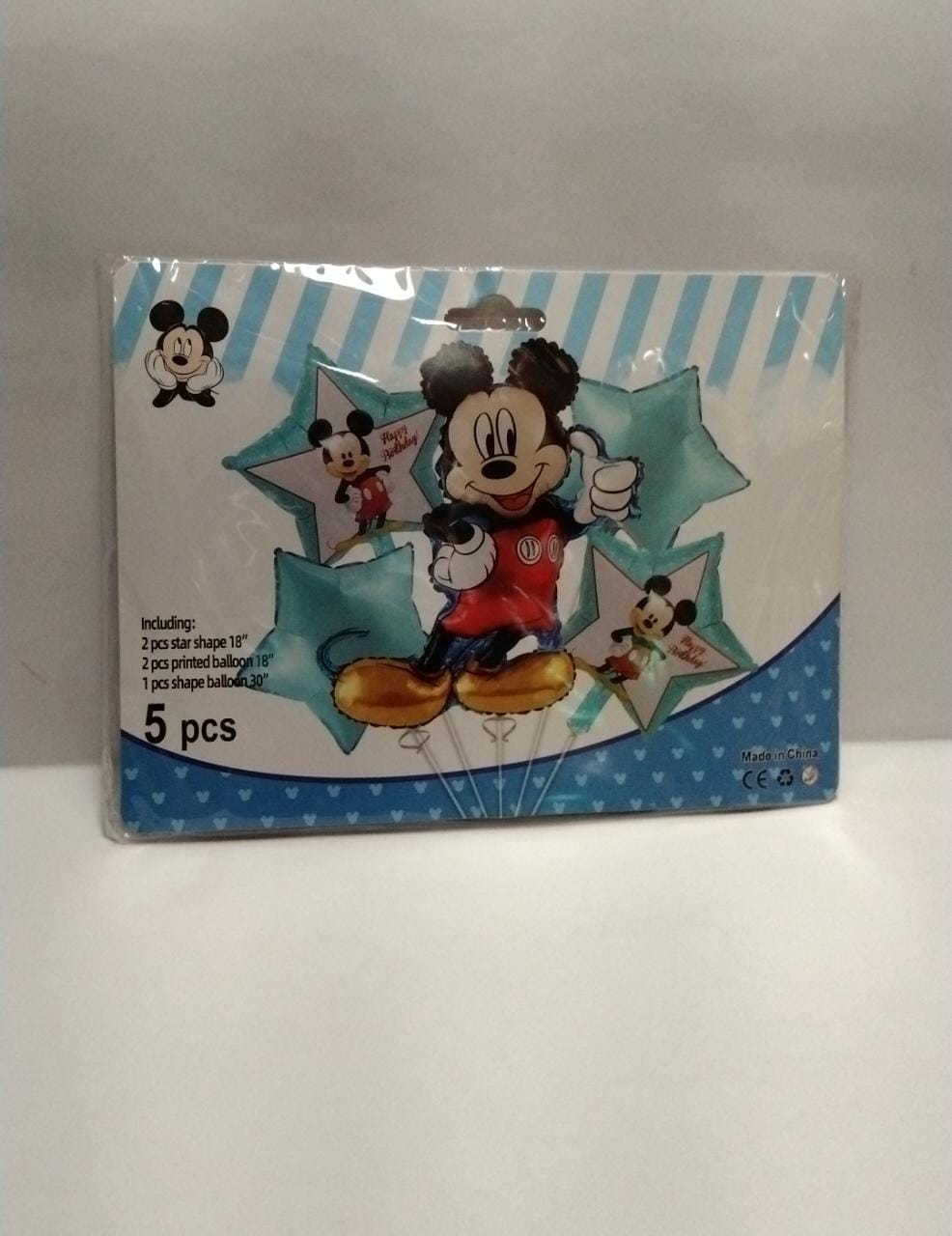 Kit 5 Globos Mickey Mouse Disney Feliz Cumpleaños Metalizado