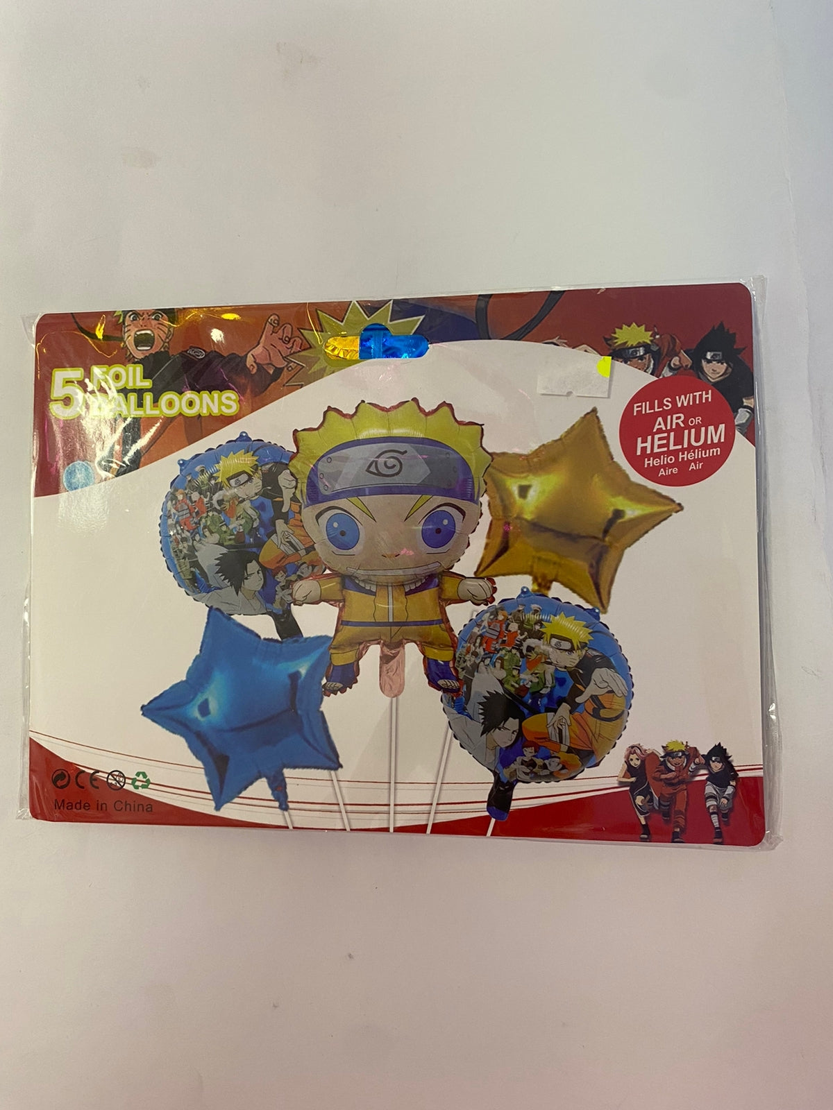 Kit 5 Globos Naruto Estrellas Metalizado