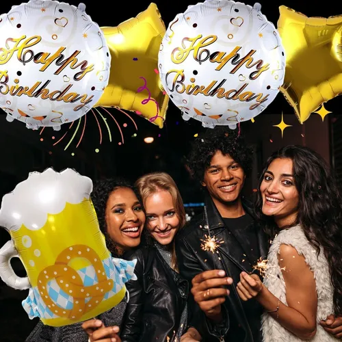Kit 5 Globos Tarro Cerveza Estrellas Metalizado