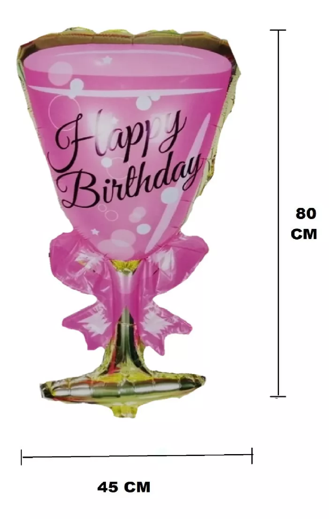 Kit 5 Globos Copa De Champagne Happy Birthday Metalizado