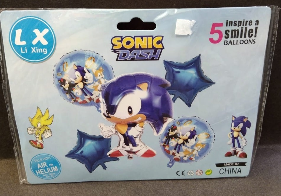 Kit 5 Globos Ballons Fiesta Personajes Sonic