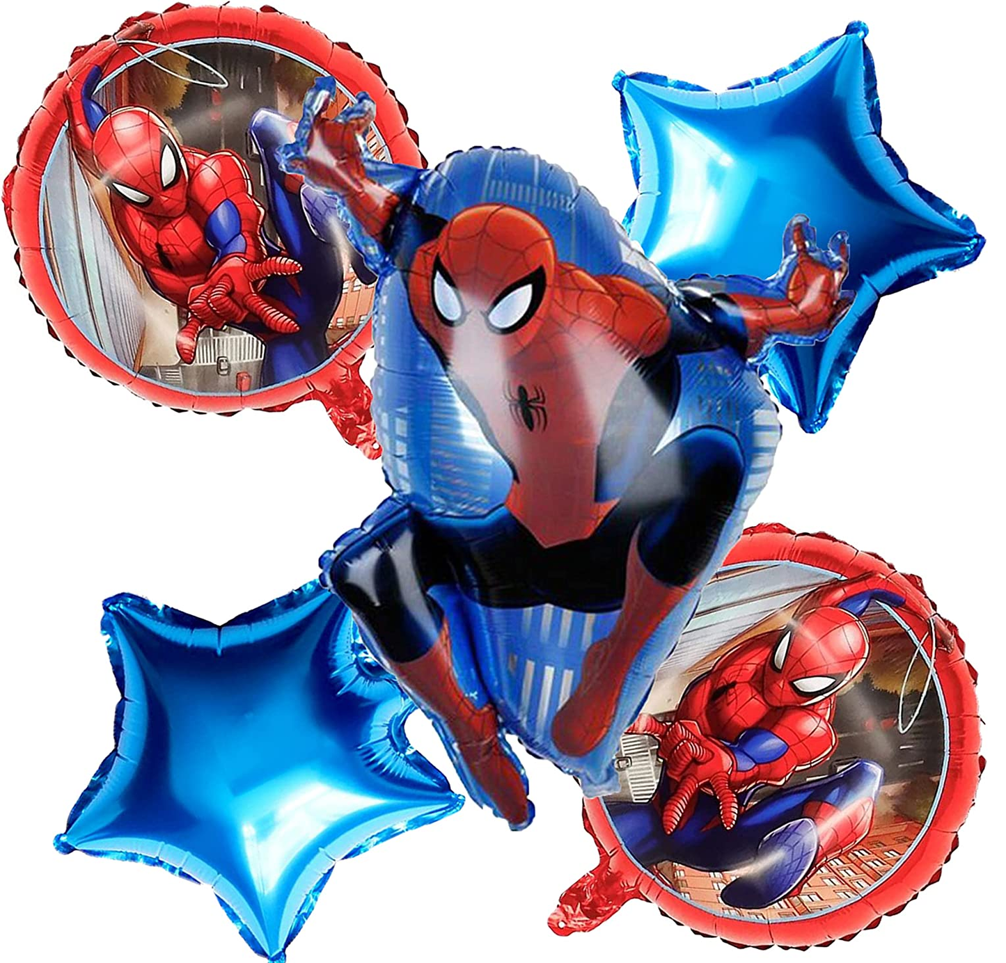 Kit 5 Globos Spiderman Feliz Cumpleaños Metalizado