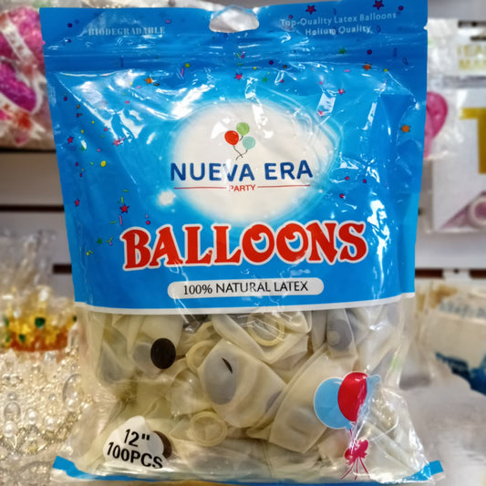 BOLSA DE GLOBOS NUEVA ERA 12" LENTEJUELA 100 PIEZAS