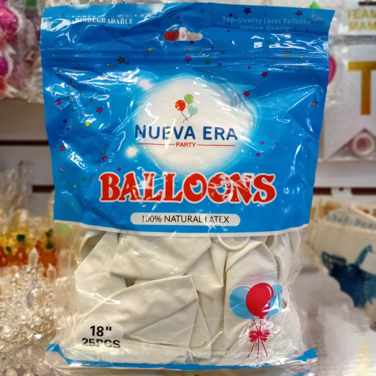 BOLSA DE GLOBOS NUEVA ERA 18" BLANCO 25 PIEZAS