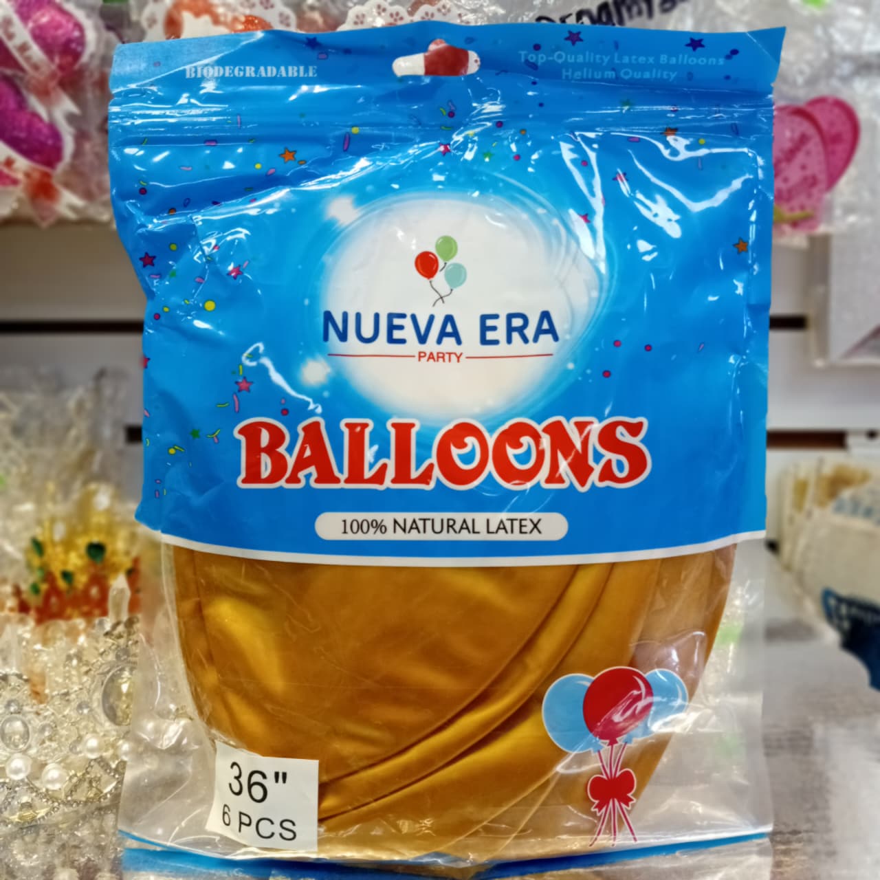 BOLSA DE GLOBOS NUEVA ERA 18" DORADO 25 PIEZAS