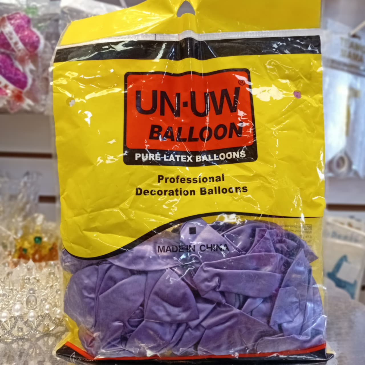 BOLSA DE GLOBOS UN UW COLOR METALICO MORADO 12" CON 50 PIEZAS