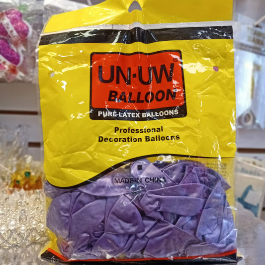 BOLSA DE GLOBOS UN UW COLOR METALICO MORADO 12" CON 50 PIEZAS