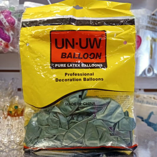 BOLSA DE GLOBOS UN UW COLOR METALICO VERDE 12" CON 50 PIEZAS