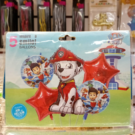 SET 5 GLOBOS PAW PATROL MARSHALL