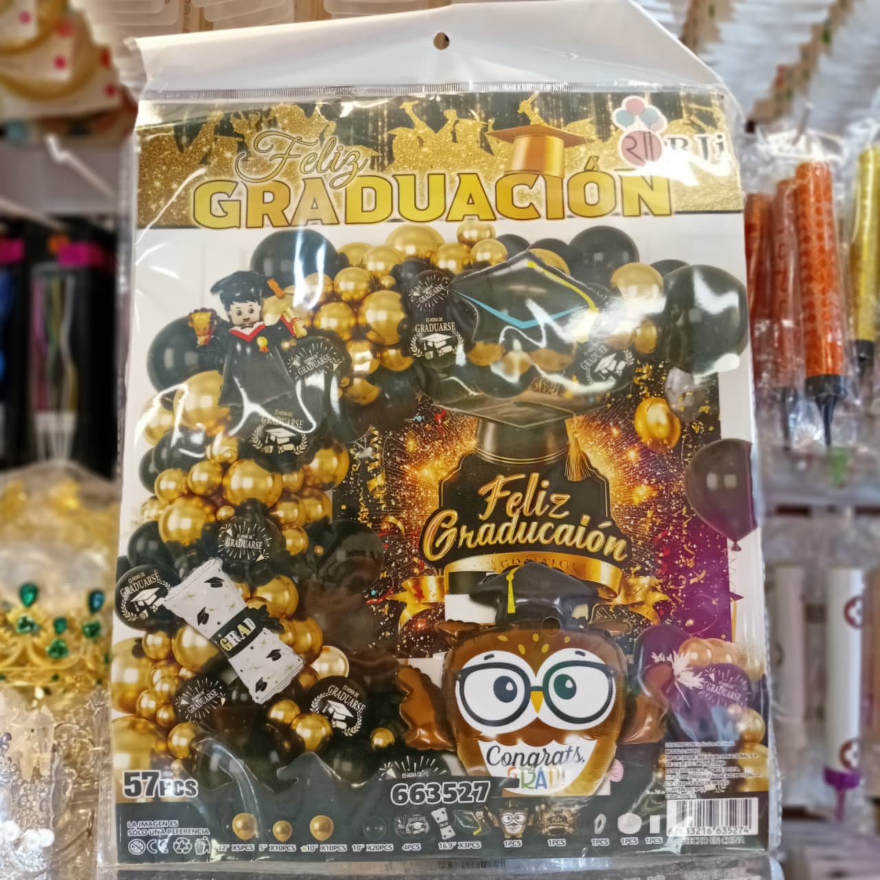 SET GLOBOS GRADUACION BUHO LENTES