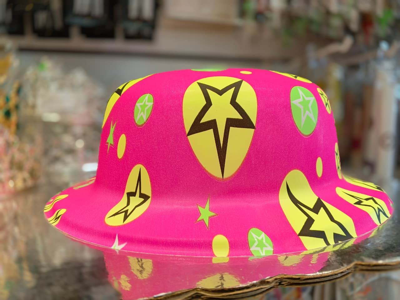 SOMPRERO LOCO FOSFO FUCSIA ESTRELLA AMARILLA