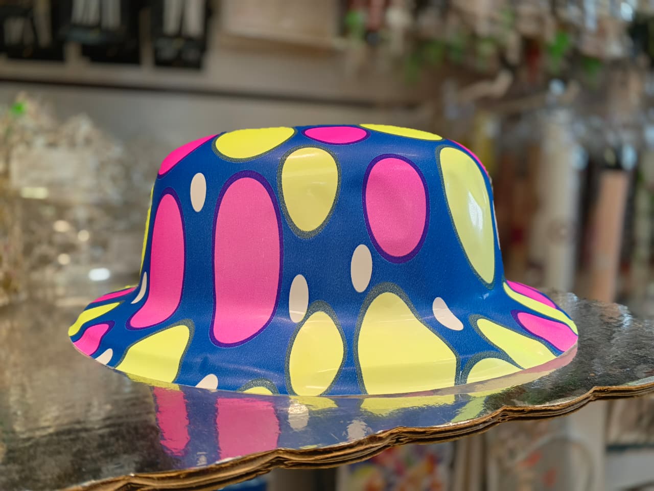 SOMBRERO LOCO AZUL CIRUCLO ROSA