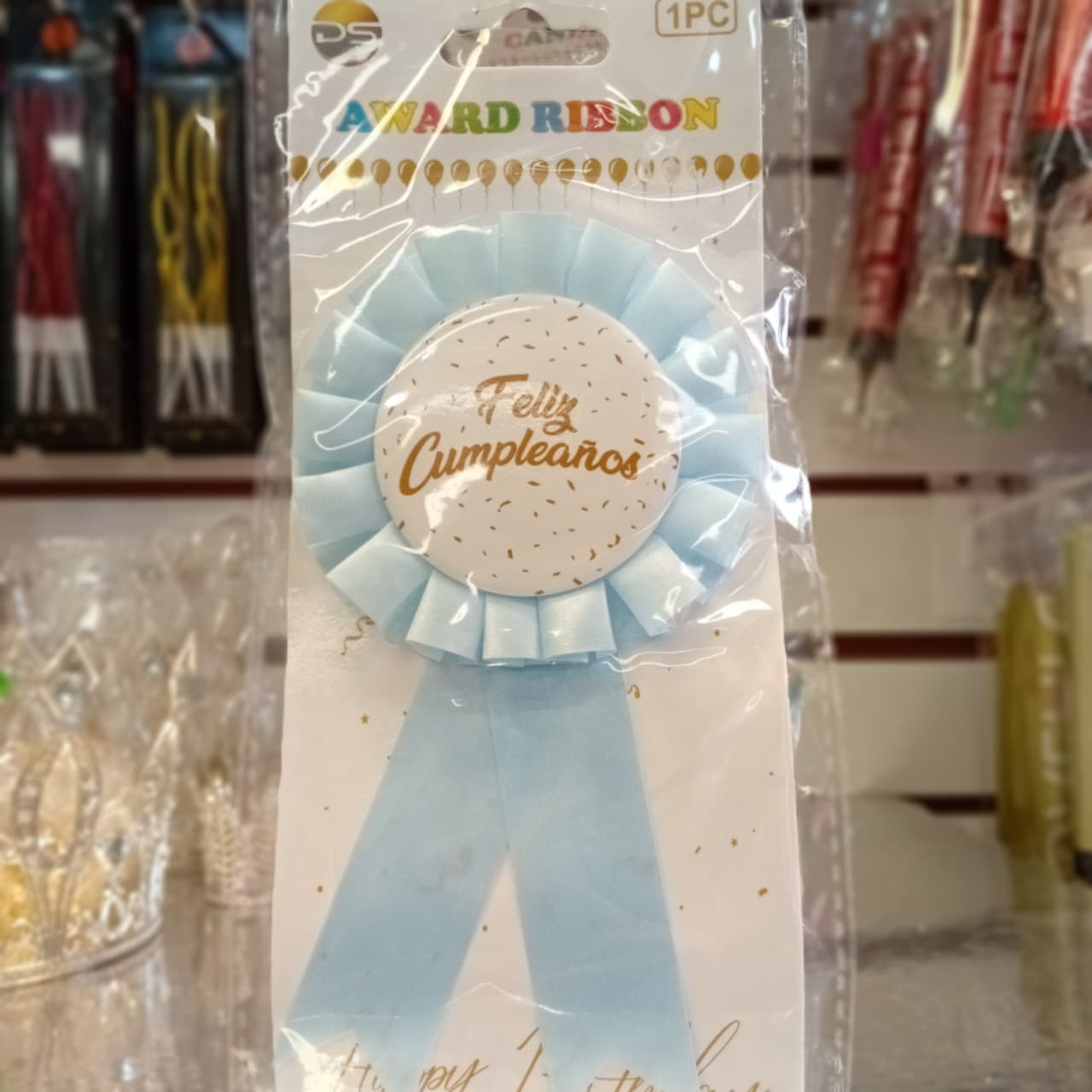 BROCHE FELIZ CUMPLEAÑOS AZUL CIELO