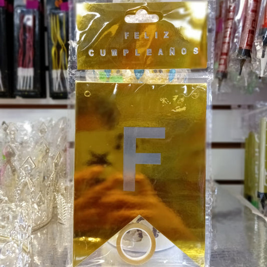 LETRERO FELIZ CUMPLEAÑOS DORADO