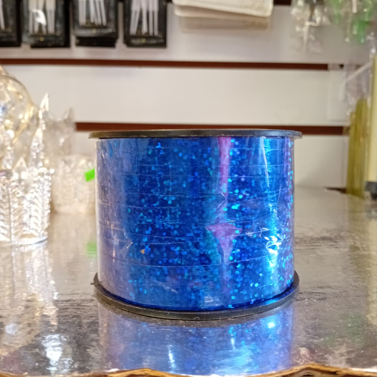 CARRETE CURLY 100 METROS COLOR AZUL BRILLO METALICO
