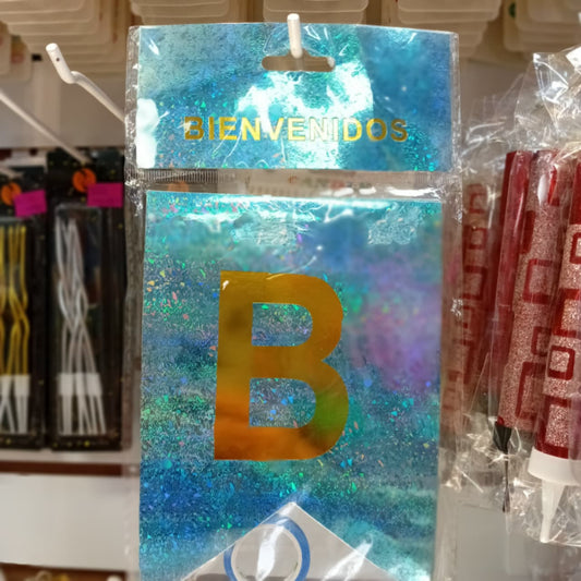 LETRERO BIENVENIDOS AZUL DORADO