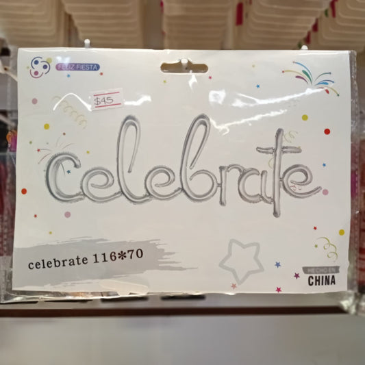 GLOBOS FOILD CELEBRATE PLATEADO